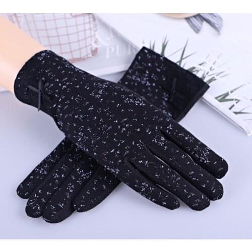Women Summer Sunscreen Anti-UV Lace Print Gloves Touch Screen Skid Outdoor Driving Female Gloves Breathable Elasticity Gloves