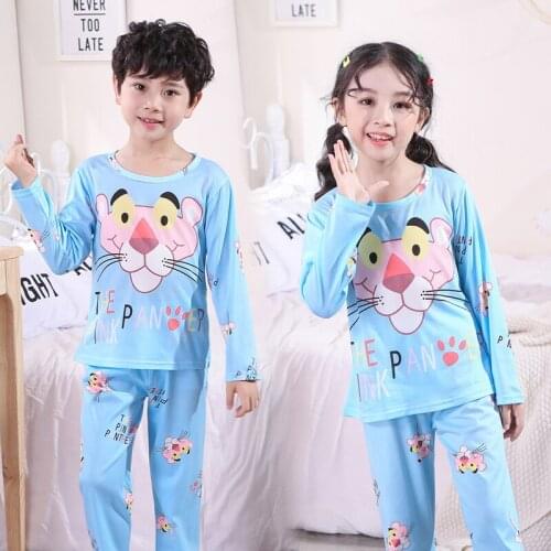 Boys pajamas spring autumn long sleeve Silk childrens clothing sleepwear pajamas suit girls pyjamas sets for kids 3-14 Years