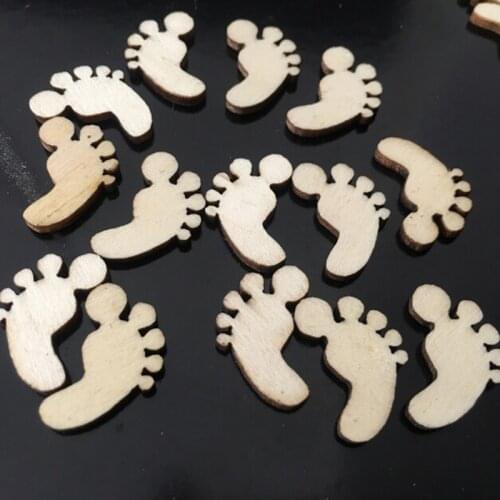 DIY Craft Supplies Wood Decoration 50pcs Wood Blanks Footprint Wooden Crafts Embellishments Scrapbooking Card Wood Baby Shower
