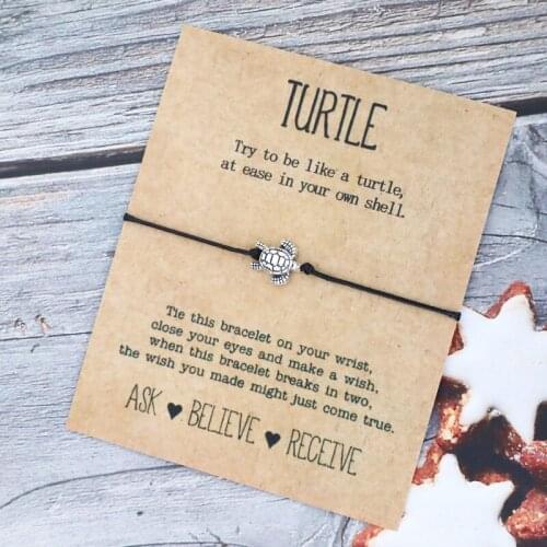 Make A Wish Sea Turtle Wish Bracelet Silver Sea Turtles Charm Best Friend Bracelet Summer Jewelry Women Men Friendship Bracelet