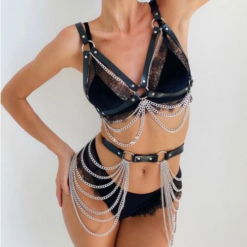 Harness Women Set Exotic accessories Stockings Bdsm Garter Belt Lingerie Belts Body Bondage Leather Leg Harness Belts Suspenders