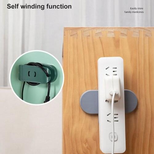 Rotatable Wall-Mounted Sticker Punch-free Plug Fixer Self-Adhesive Cable Wire Organizer Seamless Power Strip Storage Holder