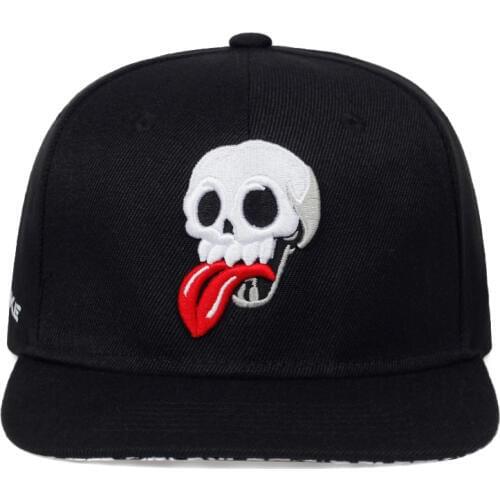 New skull tongue flat brim hat fashion street hip hop hats men and women universal duck cap outdoor leisure sports Turning caps