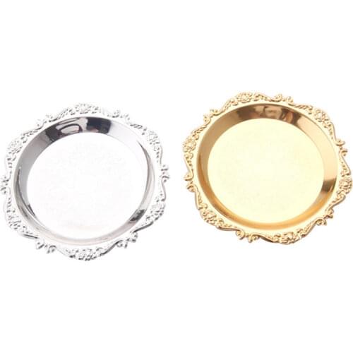 Size 30/25/20/15/10CM Gold Silver Color Cake Pan Home Decoration Ornaments Fruit Plate Dessert Plate Cake Tray Party Supplies