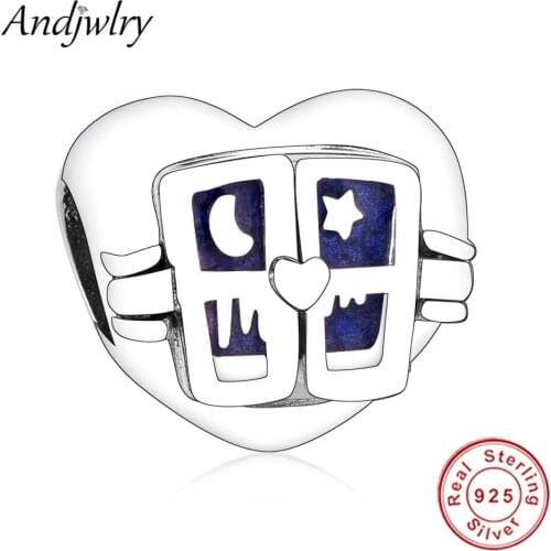 Fit Pandora Charm Bracelets 925 Sterling Silver Bead Window Heart Charm Beads For Jewelry Making DIY Berloque 925 Silver
