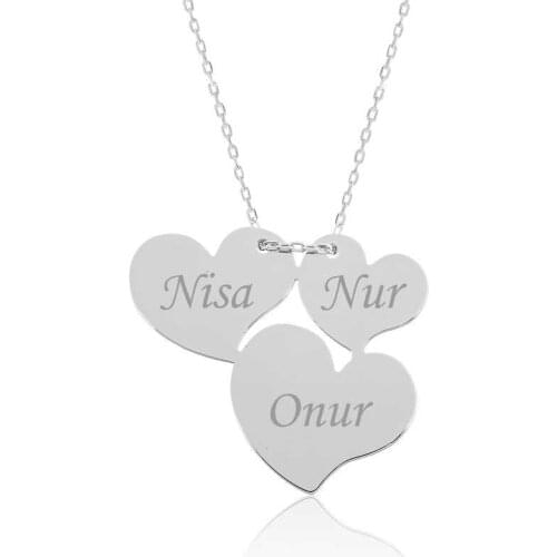Tevuli 925 Sterling Silver Three Heart Is Lady Necklace