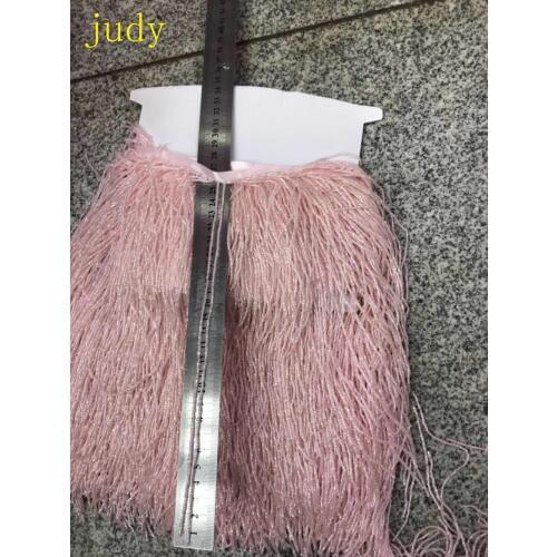 Stock 5yard/bag ym149# 25cm light pink tassel ribbon beads for the evening dress for stage decoration