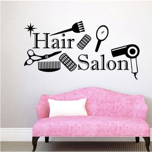Scissors Comb Decal Beauty Hair Salon Window Wall Decal Wall Stickers Room Decor Art Decals Removable Vinyl Wallpaper decoration