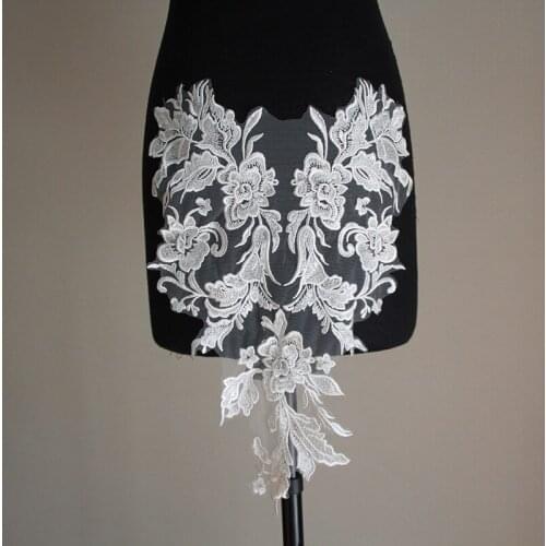 Embroidered lace flower applique wedding dress head yarn jewelry production material DIY patches