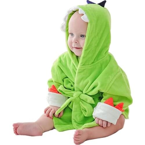 [Bamboo fiber] High-end childrens bathrobe cartoon hooded matted baby Cape infant bath towel