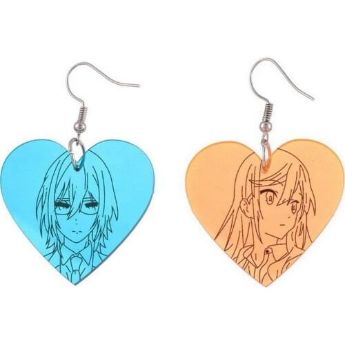 Japanese Cartoon Character Earrings Fashion Jewelry Sister Gifts Heart Shape Acrylic Drop Dangle Earring