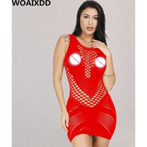 Plus Size Sexy Net Soft Large Mesh Dress Erotic Hollow Transparent Chemise Women Intimates Pajamas Adult Female Sexy Lingerie