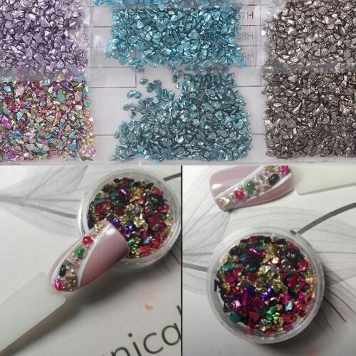 1 Bag 20g 1-2mm Broken Glass Irregular Stone Beads Rhinestones for Nails 3D Nail Art Gems Decorations Stones for Nail Art,HGU7y