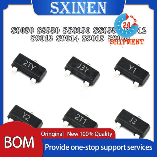 50PCS S8050 S8550 SS8050 SS8550 S9012 S9013 S9014 S9015 S9018 J3Y STY Y1 Y2 2T1 J3 J6 M6 J8 SMD Transistor SOT23