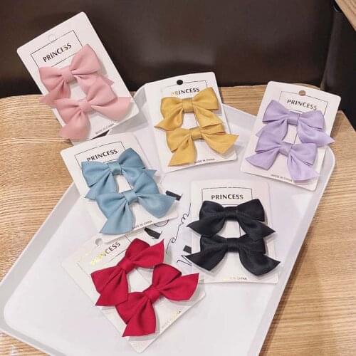 2 Pieces/set Floral Bow Children Hairpin Kids Headdress Printed Side Bangs Clip Fashion Hair Accessories