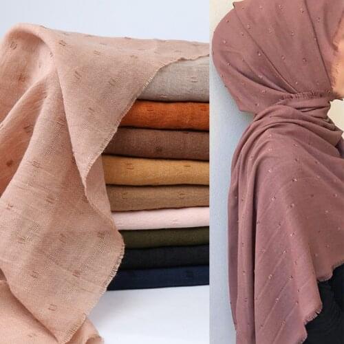 Laven 2020 New Solid Color Cotton Muslim Head Hijab Scarf Women Black White Pleated Shawls Wrinkled Scarves Wrap Foulard Bandana