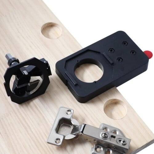 35mm Hinge Jig With Clamp Drill Bit Plastic Cabinet Door Hinge Hole Punching Locator Drilling Guide DIY Woodworking Tool Kit