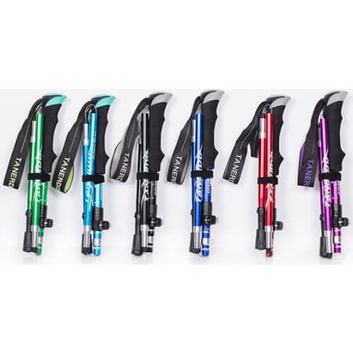 5-Section Outdoor Fold Trekking Poles Walking Stick For Walking Hiking Antishock Walking Stick Elderly