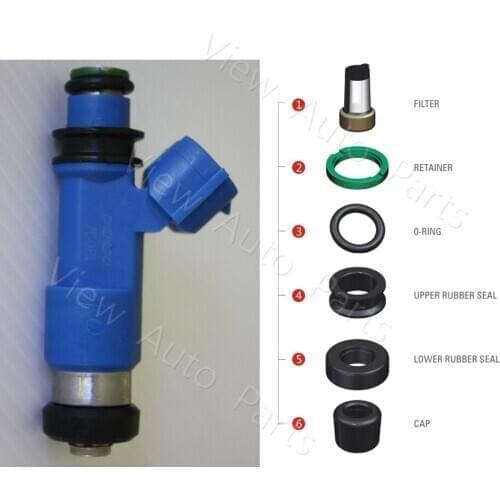 500 sets For Subaru WRX STI BLUE 565cc Fuel Injector Repair Kits including fuel injector filters plastic cap o ring VD-RK-0213