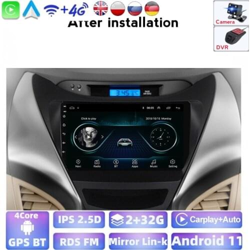 For Hyundai Elantra 5 JK GD MD UD 2010 - 2016 Car Radio Multimedia Video Player Navigation GPS Android 9.0 2G RAM 32G ROM BT DVR