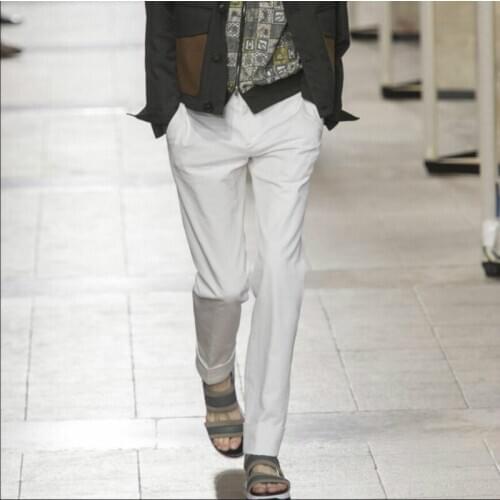 27-44 Mens Feet Pants Europe And The United States Show Cuffed Nine Pants Business Slim Youth Tapered Pants Plus Size