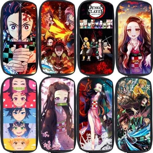 Demon Slayer Pencil Case High Quality Pencil Bag Kamado Tanjirou Pen Case Boys Girls Stationery Bag Kamado Nezuko Cosmetic Case