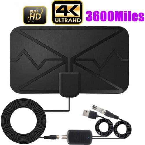 4K High Gain HD TV DTV Box Digital TV Antenna EU Plug With Amplifier 3600 Miles Booster Active Indoor Aerial HD Flat Design