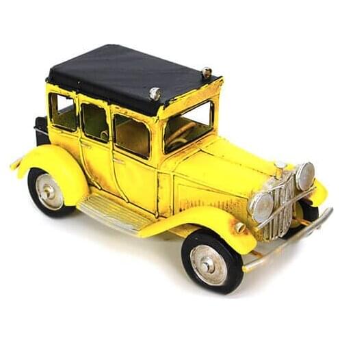 Decorative Yellow Metal Car - Trinket, Miniature, Gift, Vintage, Nostalgic-Handmade, hand Painted Quality Durable
