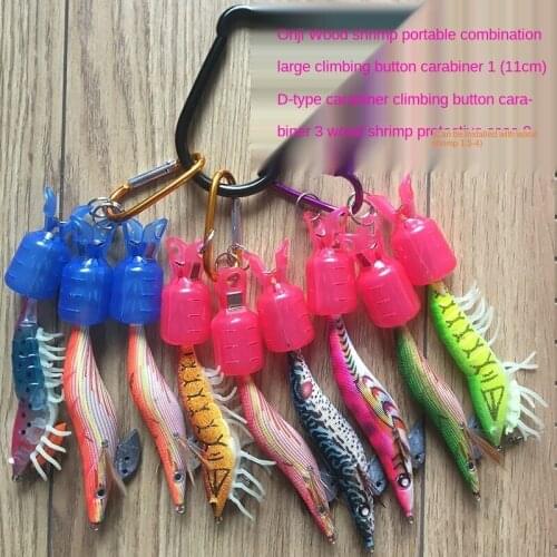 Wooden shrimp squid hook cover squid hook clip bait wood soft hook cover plastic jute wood shrimp sleeve