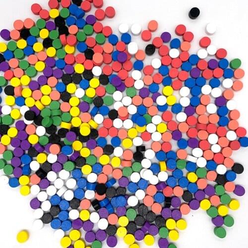 100Pcs 8 Colors Wooden Game Pieces Colorful Chess Pieces For Games Accessories 10*5MM