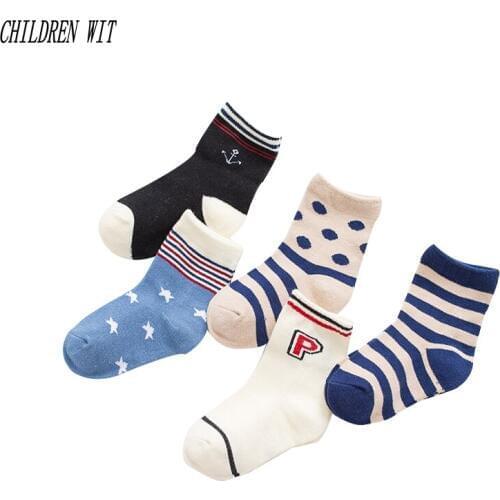 CHILDREN WIT 5 pairs/lot new autumn & winter cotton high quality cartoon children socks 1-12 year kids socks baby socks