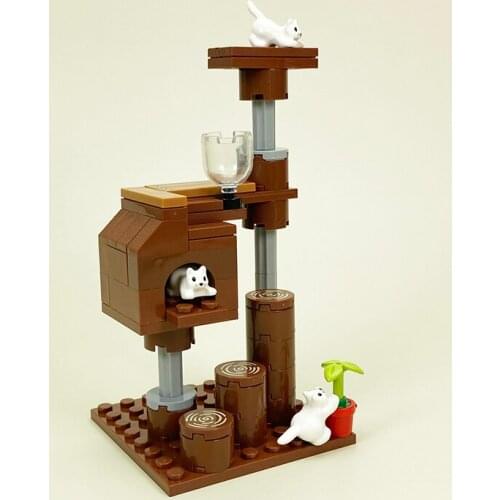 City Cattery Building Bricks Toys for Kids MOC Cats House Farm Parts Building Blocks for Boys Girls DIY Gift Compatible Classic