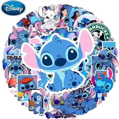 Disney 58pcs Cartoon Stitch Sticker Suitcase Guitar Piano Bike Car Decoration Graffiti Sticker Waterproof
