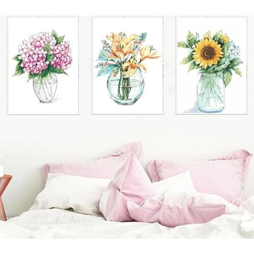 GATYZTORY 3 PC Oil Painting By Number Kits Sunflower Easy Paint By Number For Beginner 40x50cm Frame Home Decoration Art Paint