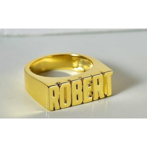 Custom Name Ring Gold Hip Hop Ring Personalized Stainless Steel Ring Letter Number Unisex Accessories Jewelry Gift