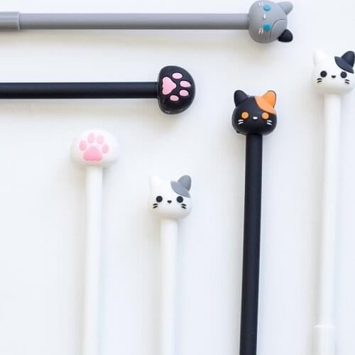 3pcs Cute Cat Pens Cartoon Claw 0.5mm Ballpoint Black Color Ink Writing Lovely Kitties Stationery Office School Supplies A6588