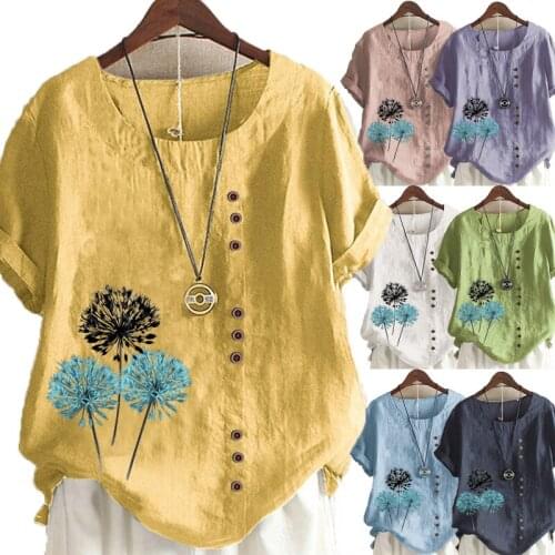 Summer Fashion Printing Shirt Short Sleeve Graphic Tee Loose Shirt Casual Top Plus Size Round Neck Pullover Tops Blouses