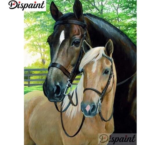 Dispaint Square/Round Drill 5D DIY Diamond Painting "Animal horse friend" Embroidery Cross Stitch Full Rhinestone Decor A27508