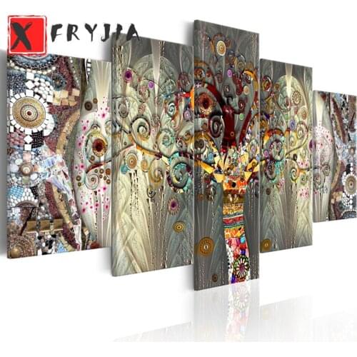 5pcs Full Square Round Drill 5D DIY Diamond Painting Abstract tree flower Multi-picture Combination Embroidery 5D home Decor
