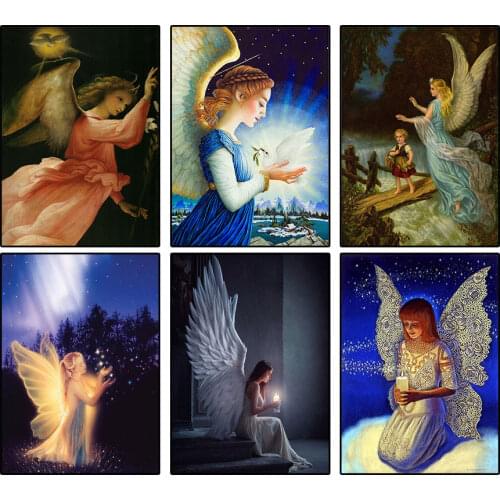 Diy 5D Diamond Art Painting Retro Fairy Angel Maid Full Square Round Drill Embroidery Cross Stitch Kit Painting Home Wall Decor