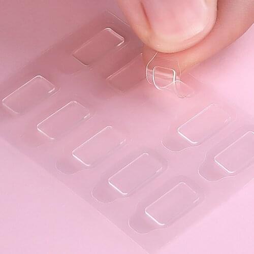 10PCS DIY Nail Tips Transparent Double Sided Self Adhesive Stickers Jelly Waterproof False Art Extension Glue Tool Dropshipping