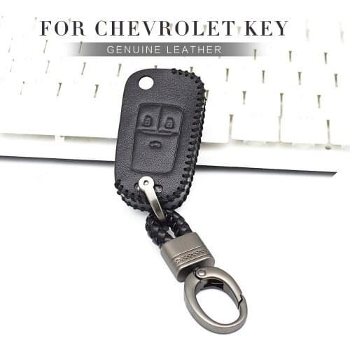 Genuine Leather Car Smart Key Case Cover For Chevrolet Spark Aveo Captiva Cruze Lacetti Orlando Sonic Key Ring Cover Accessories