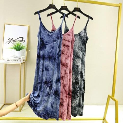 Personality Print Nightgowns For Women Sexy Sleeveless Sling Long Dress Cotton Slim Summer Nightdress Sleepwear Home Clothes