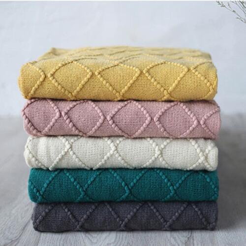 Microfine Knitted Throw Thread Blanket Nap Blankets Soft For Bed Sofa Travel