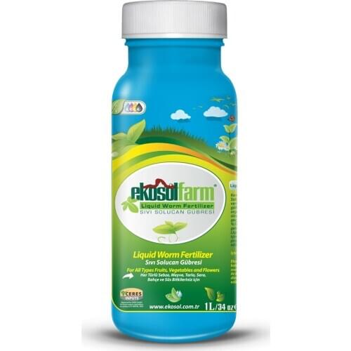 EkosolFarm Organic Liquid Worm Castings Fertilizer 1 Liter All Types of Fruits Vegetables Flowers All Purpose Bio Humus Extract