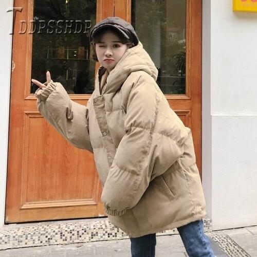 Women Thick Warm Hooded Parka Bf Style Korean Loose Warm Coat Parkas
