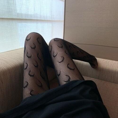 Moon Sexy Fishnet Stockings Women Spring, Summer and Autumn New Thin Black Stockings Pantyhose Glitter Tights Stockings