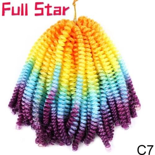 Full Star Spring Twist Ombre Crotchet Passion Twist Hair Synthetic Brown Purple Pink Crochet Braids Hair Extension 30Roots/Pack