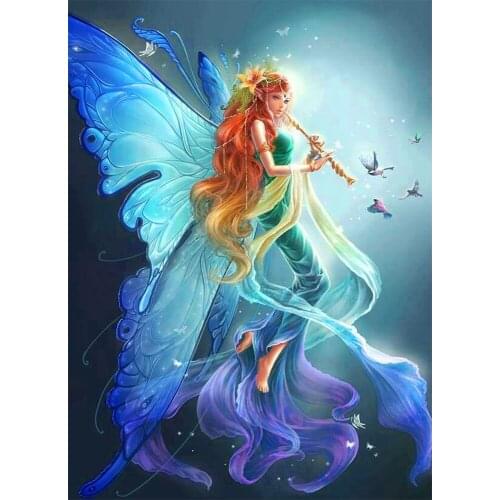 Full Round 5D DIY Diamond Painting "Butterfly Fairy" Cartoon Girl Rhinestone Embroidery Mosaic Cross Stitch Decoration Gift