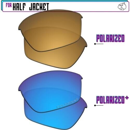 EZReplace Polarized Replacement Lenses for - Oakley Half Jacket Sunglasses - BlueP Plus-GunmetalP